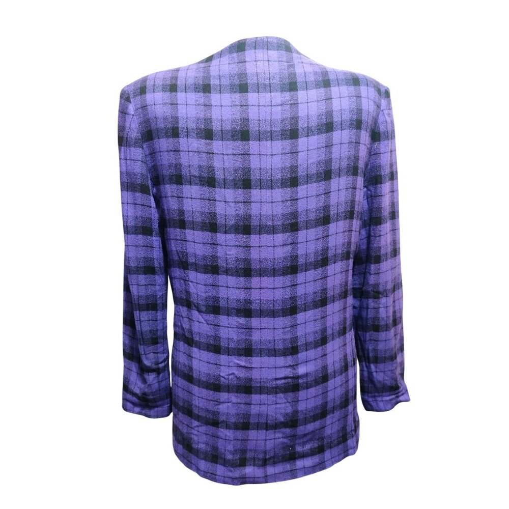 Vintage Chad Stevens 12 Purple Plaid Double Breasted Power Suit Blazer Made USA - Picture 12 of 13